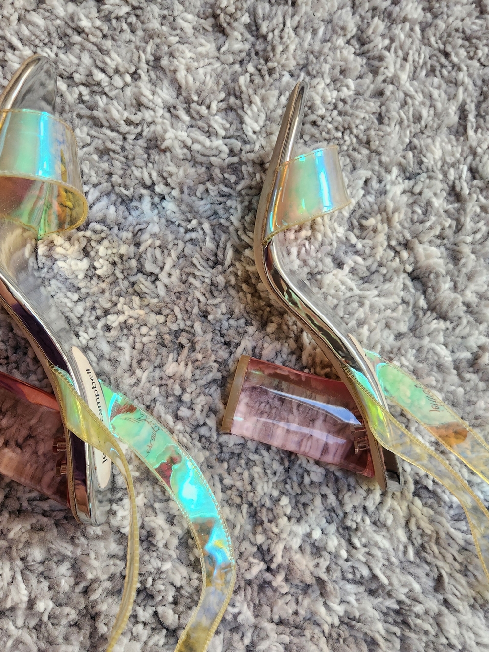 Jeffrey Campbell Iridescent Ankle-Strap Sandals in Holographic Gold - Picture 4 of 5